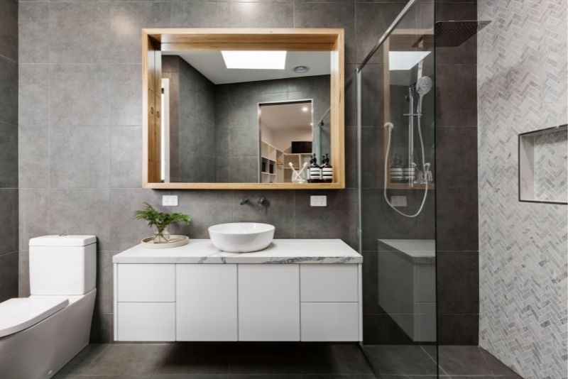 A bathroom renovation with minimalistic design